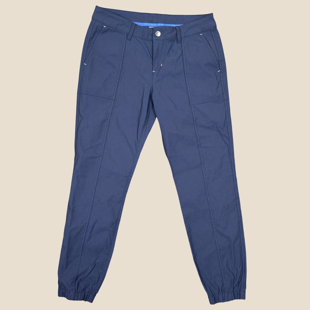 Stio Rivet Pants Women 10 Navy Blue Nylon Stretch Hiking Elastic Cuffs 1340